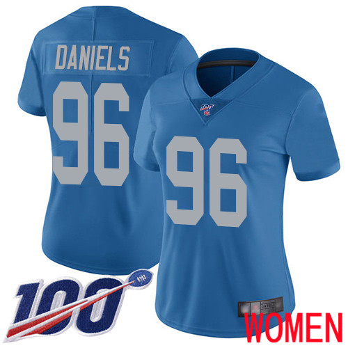Detroit Lions Limited Blue Women Mike Daniels Alternate Jersey NFL Football #96 100th Season Vapor Untouchable->women nfl jersey->Women Jersey